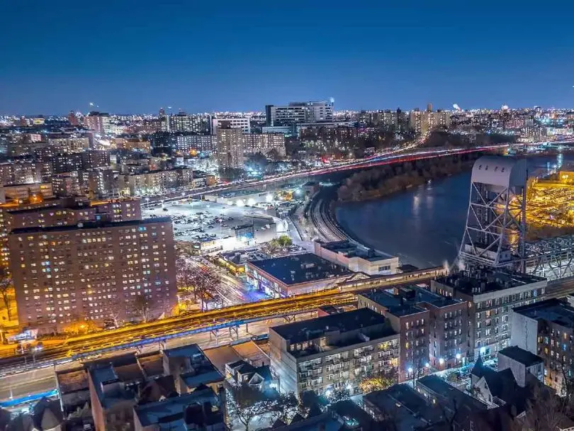 Aerial view of The Bronx showcasing urban landscape, highlighting security companies in The Bronx for community safety